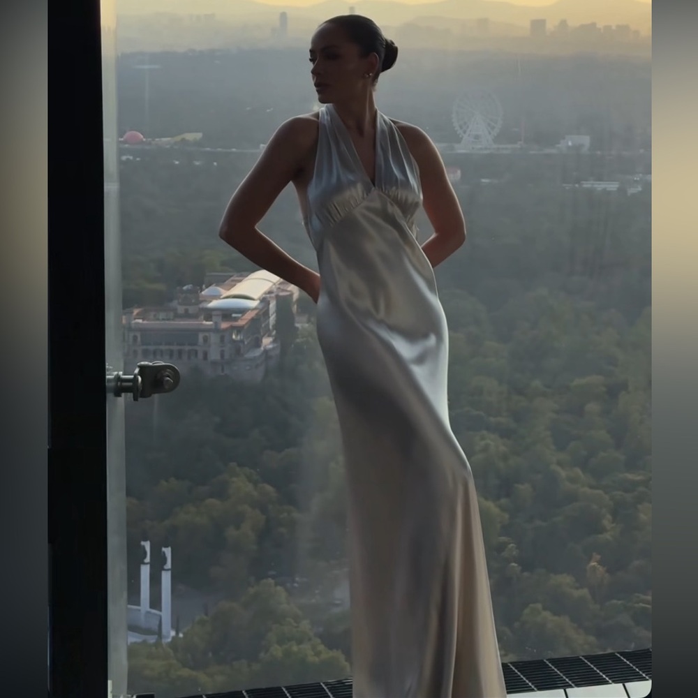 Zara Silver Satin Slip Dress